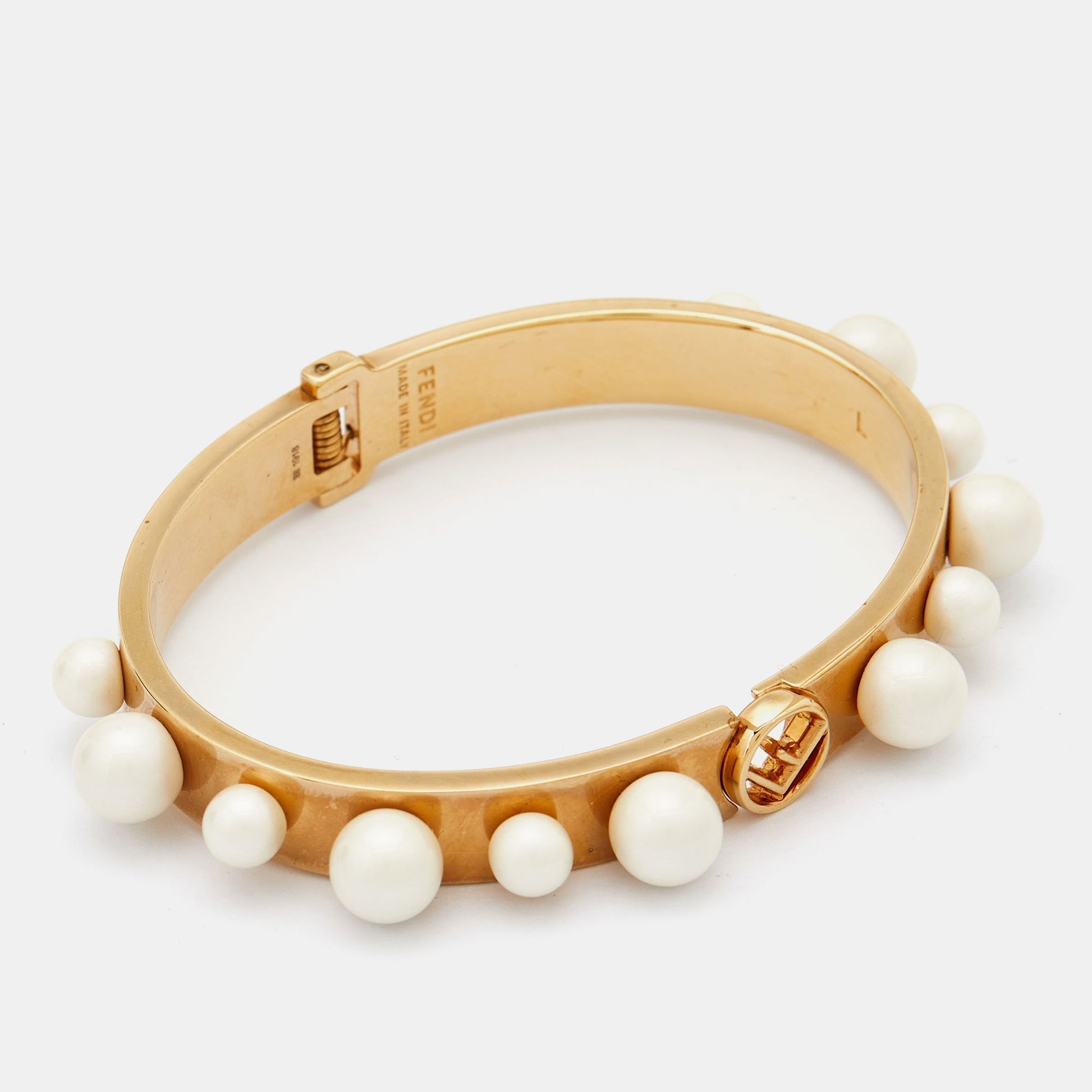 Fendi Pearls 18K Gold Bracelet