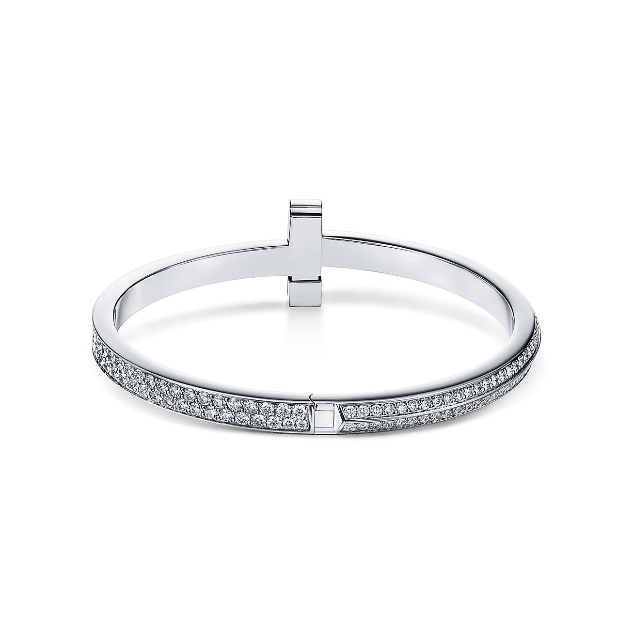 T1 Wide Diamond Hinged Bangle 18K Gold Bracelet