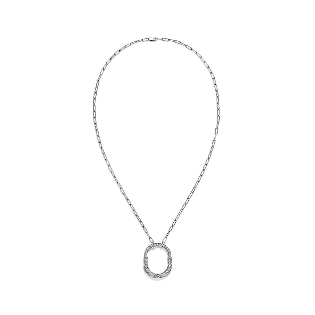 Tiffany Lock Pendant Pave Diamonds 18K Gold Necklace
