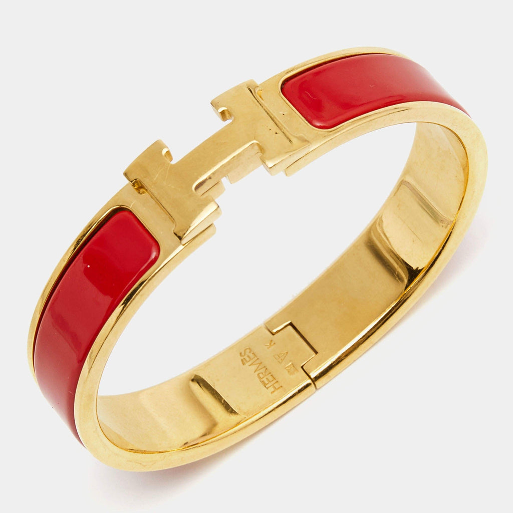 Hermes Clic Red 18K Gold Bracelet