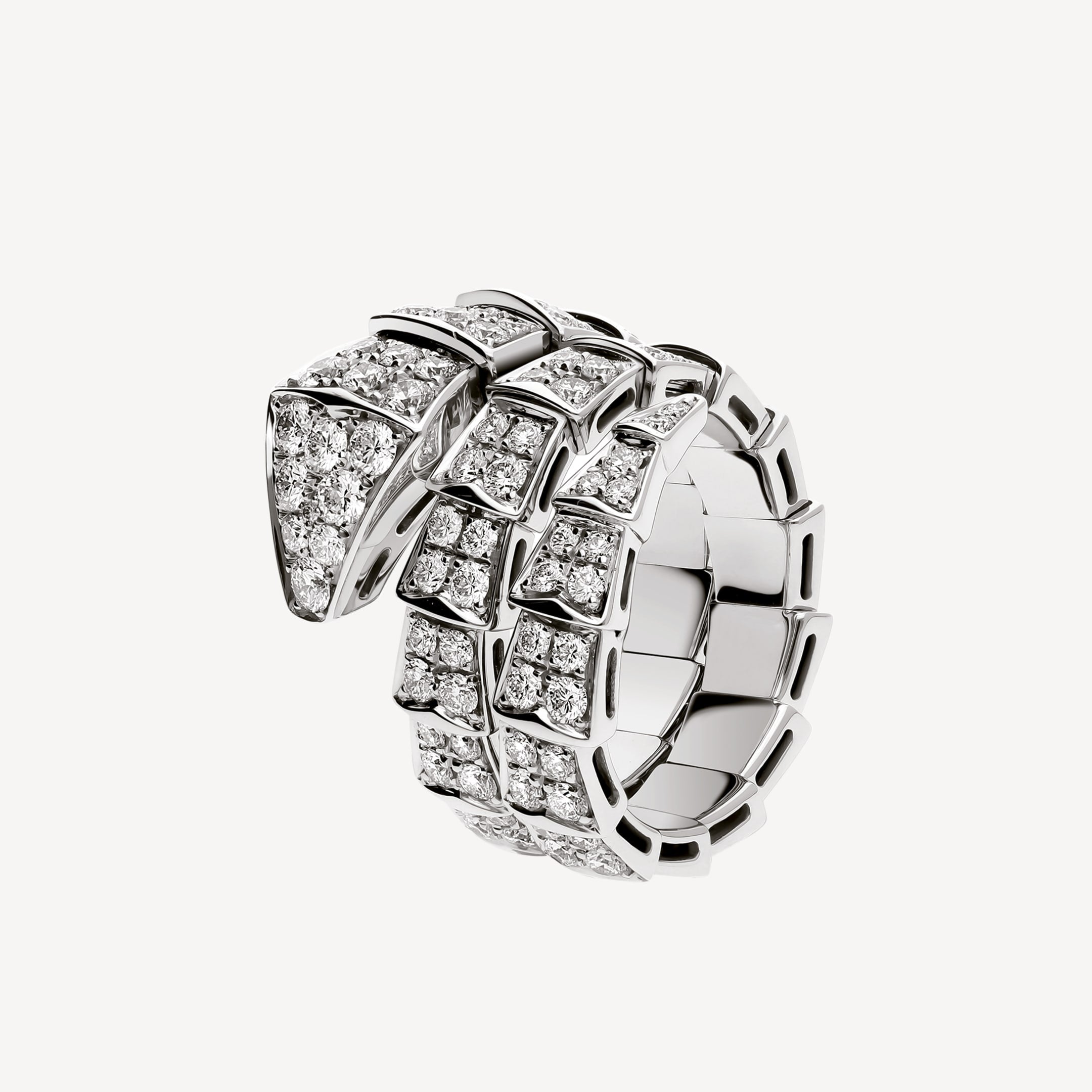 Bvlgari Serpenti Viper Full Pave Diamond 18K Gold Ring