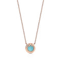 Tiffany Diamond & Turquoise Circle Pendant 18K Gold Necklace