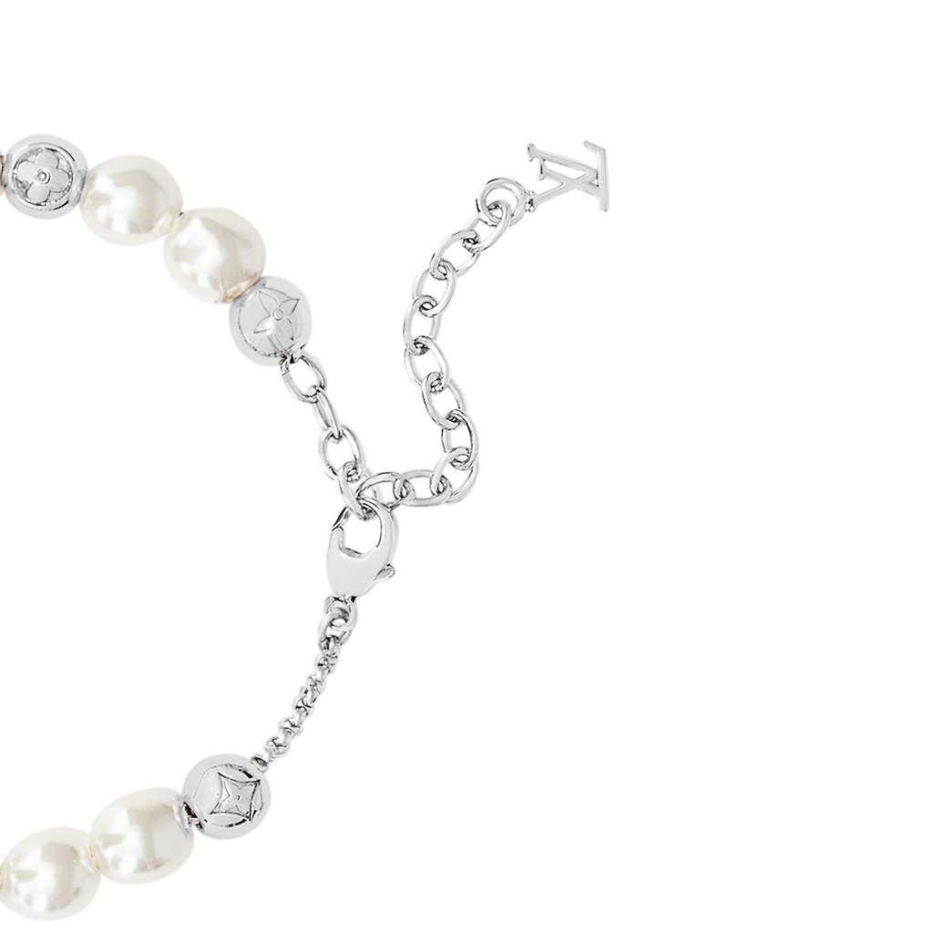 Louis Vuitton Monogram White Pearls 18K Gold Bracelet