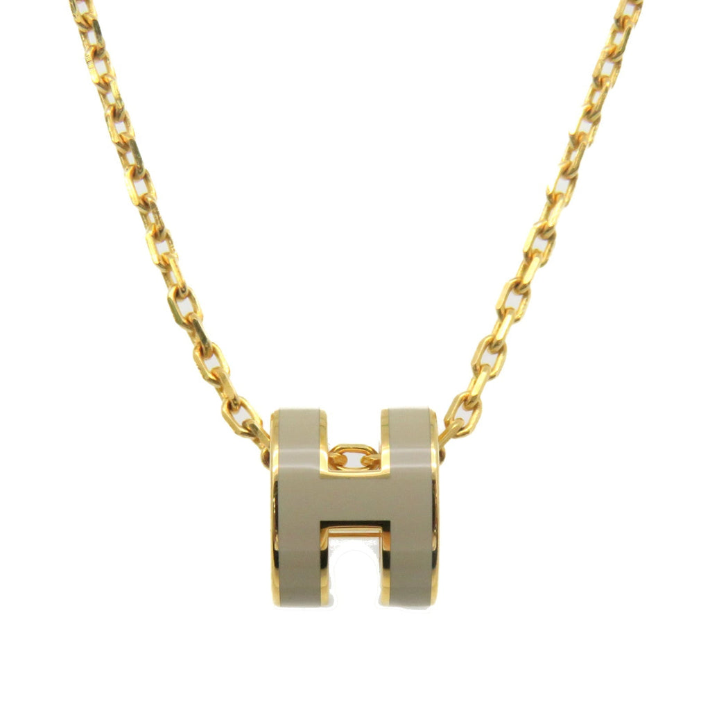 Hermes Mini Pop Grey 18K Gold Necklace