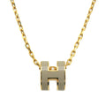 Hermes Mini Pop Grey 18K Gold Necklace