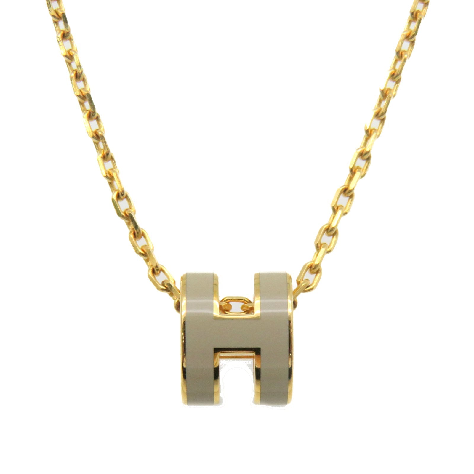Hermes Mini Pop Grey 18K Gold Necklace