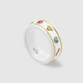 Gucci Double Icon With Gemstones White Zirconia 18K Gold Ring