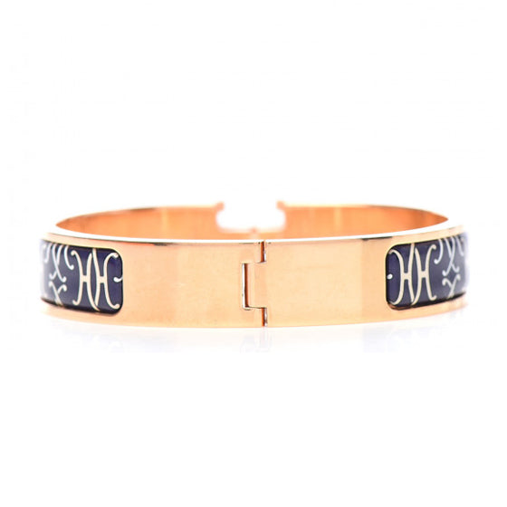 Hermes Clic H Lift Black 18K Gold Bracelet