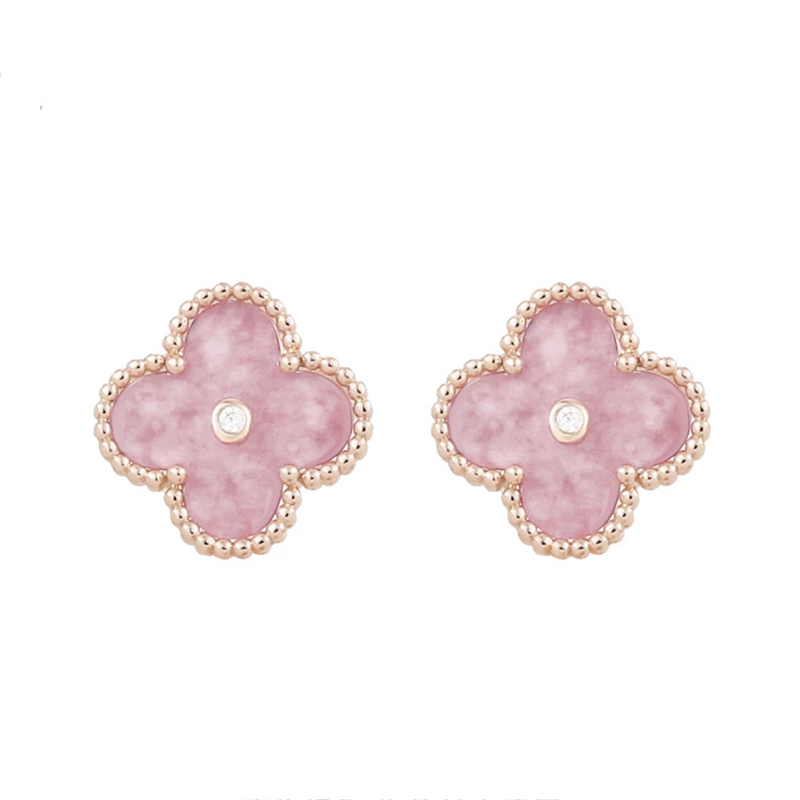 Pink Diamond Clover Earrings