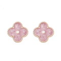 Pink Diamond Clover Earrings