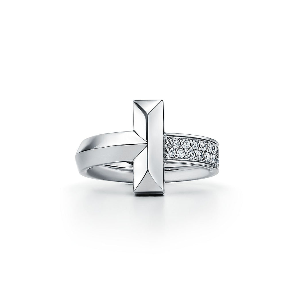 Tiffany Narrow Pave 18K Gold Ring
