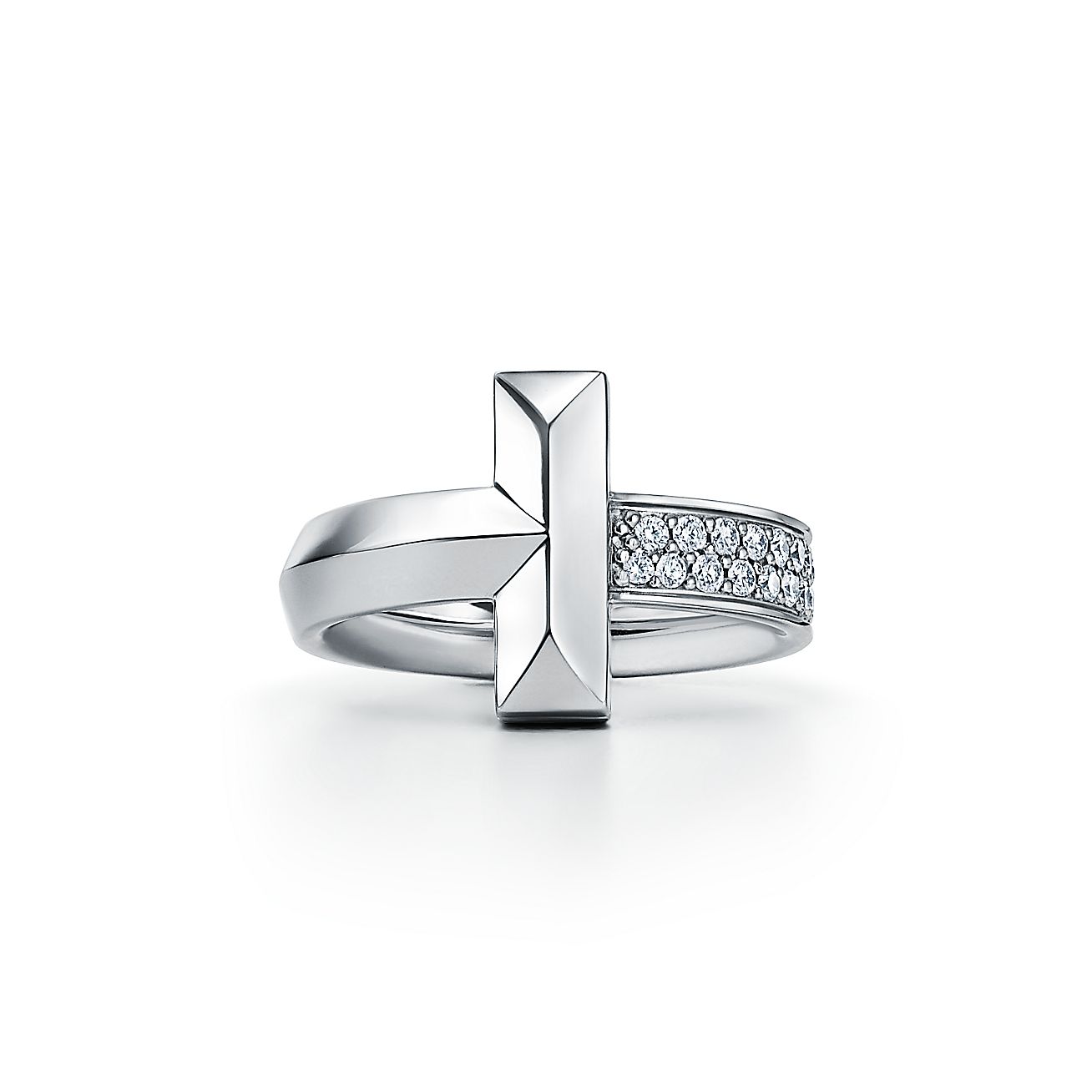 Tiffany Narrow Pave 18K Gold Ring