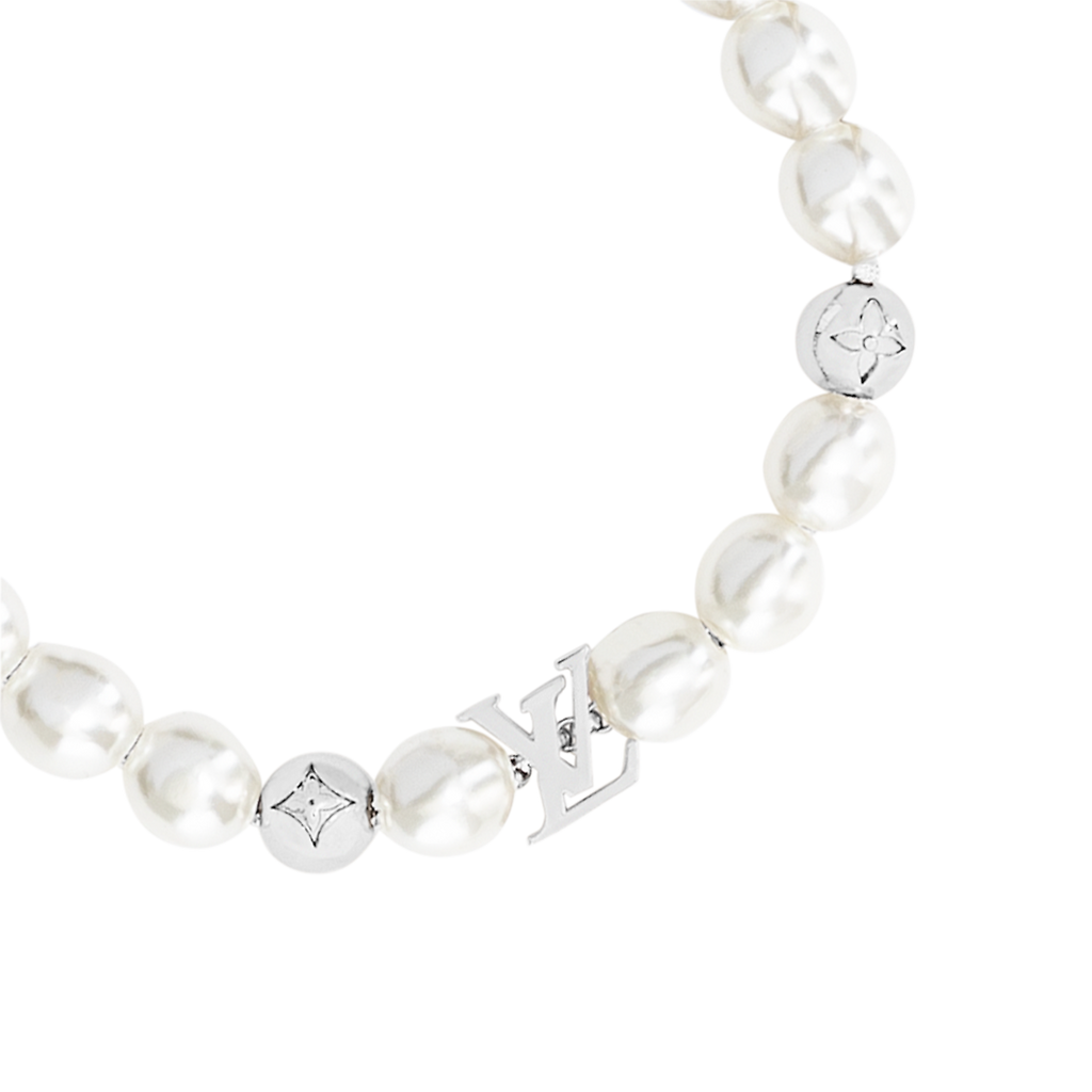 Louis Vuitton Monogram White Pearls 18K Gold Bracelet