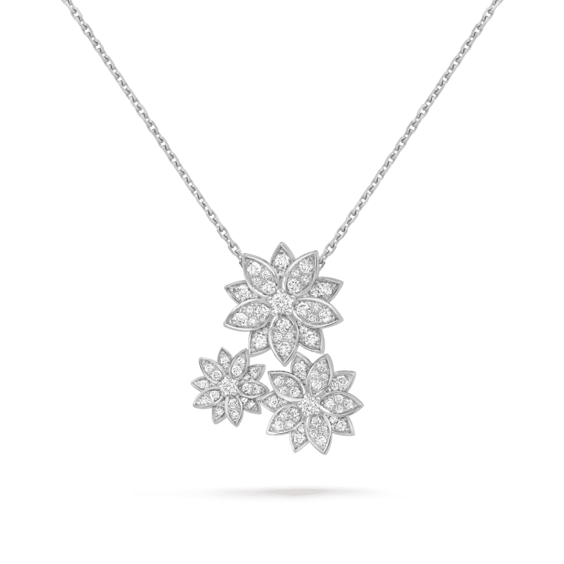 Three Flowers Lotus 18K Gold Necklace