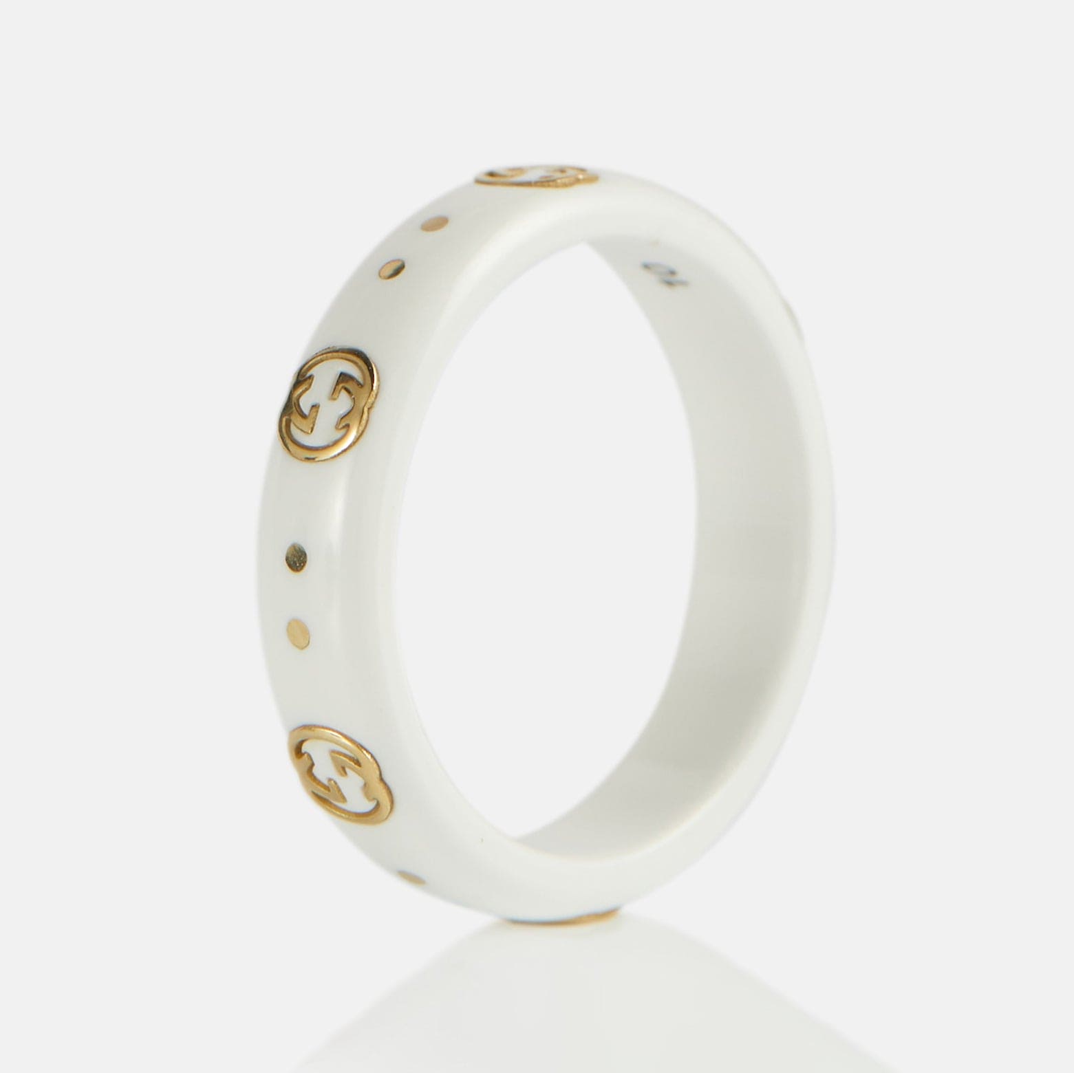 Gucci Double Icon White Zirconia 18K Gold Ring