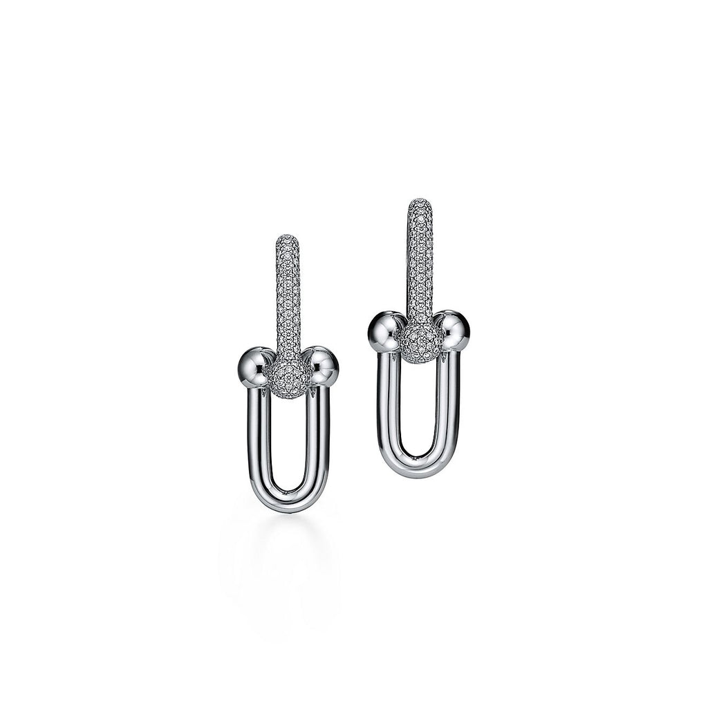 Tiffany HardWear Large Link Diamonds 18K Gold Earrings