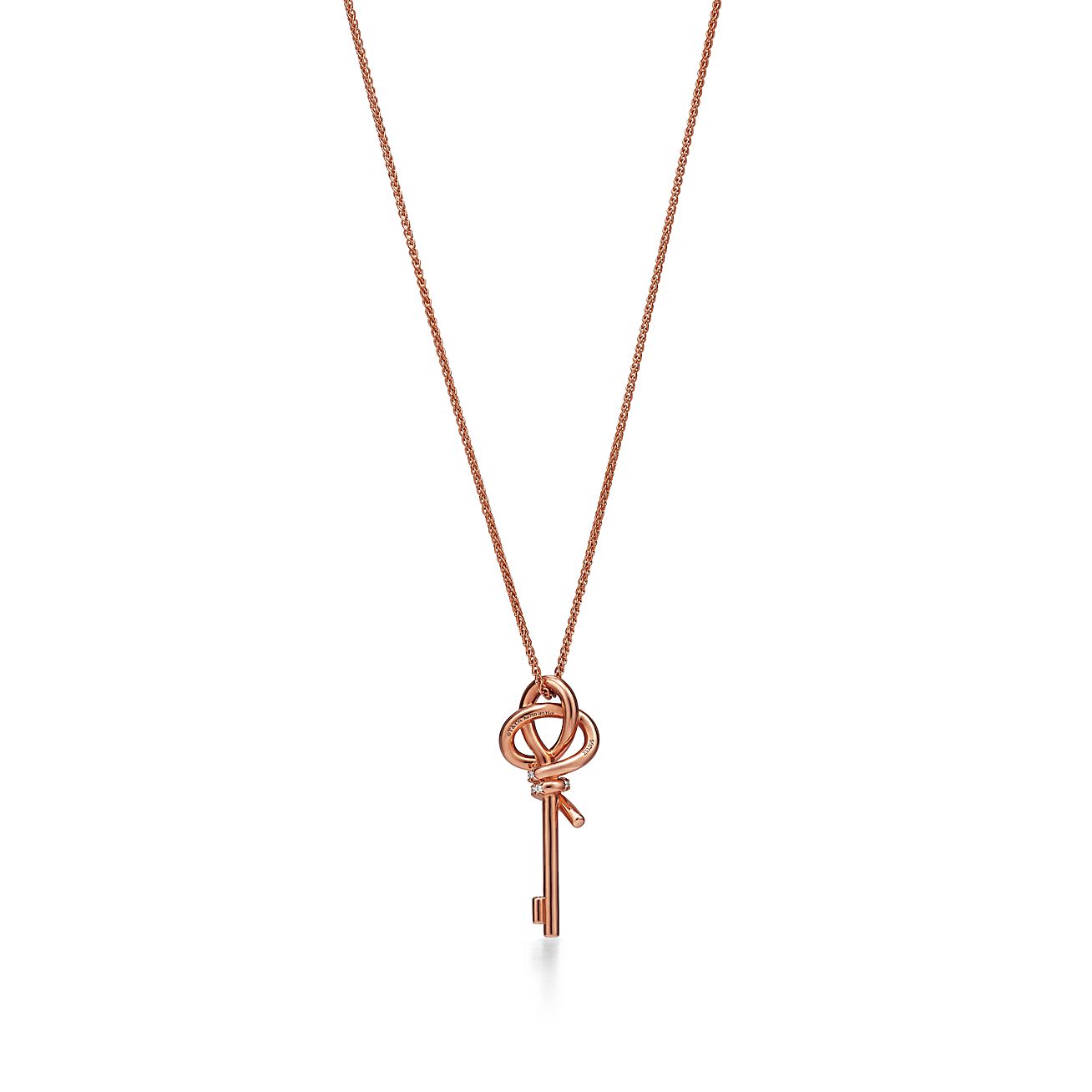 Tiffany Keys Woven Diamonds Medium 18K Gold Necklace