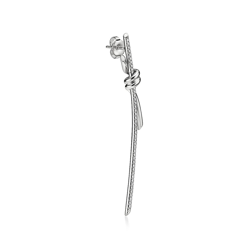 Tiffany Knot Drop Diamonds 18K Gold Earrings
