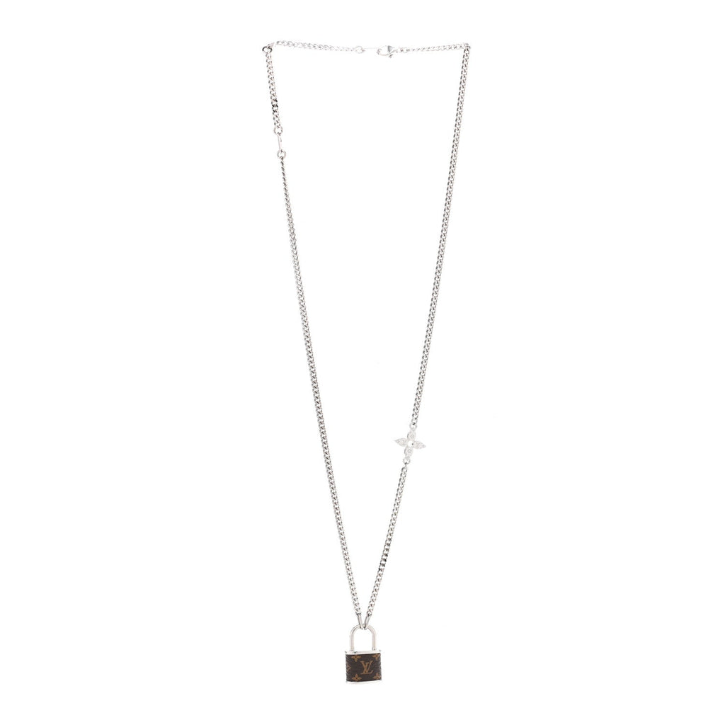 Louis Vuitton Monogram Lock Pendant 18K Gold Necklace
