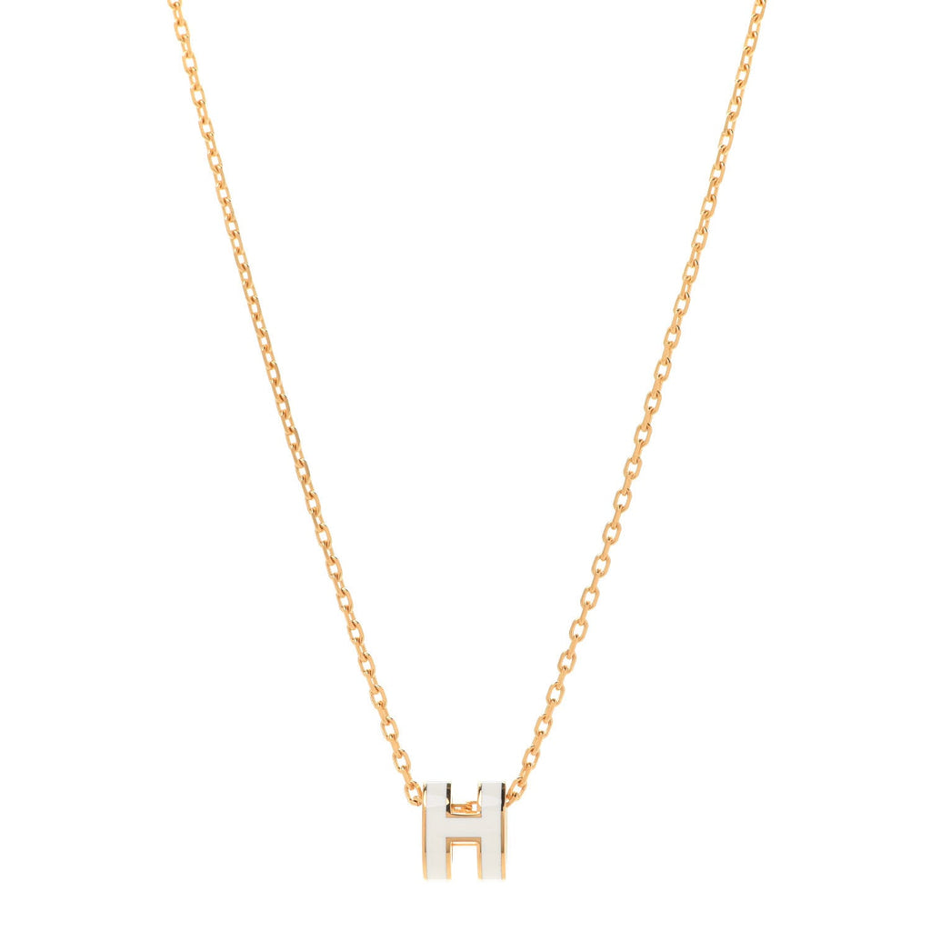Hermes Mini Pop White 18K Gold Necklace