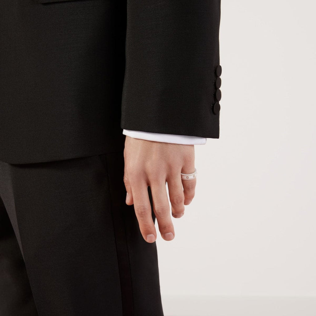 Gucci Double Interlocking Gucci Icon White Zirconia 18K Gold Ring