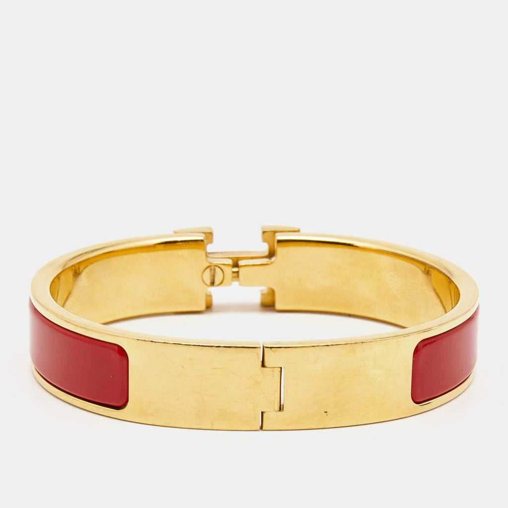 Hermes Clic Red 18K Gold Bracelet