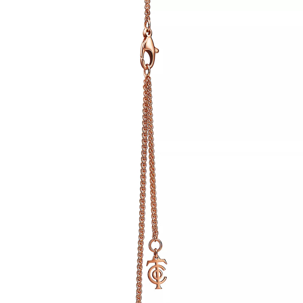 Tiffany Keys Woven Pink Diamonds Medium 18K Gold Necklace