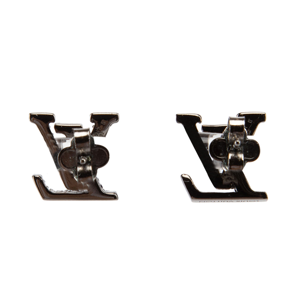 Louis Vuitton Iconic Black Crystal Stud 18K Gold Earrings