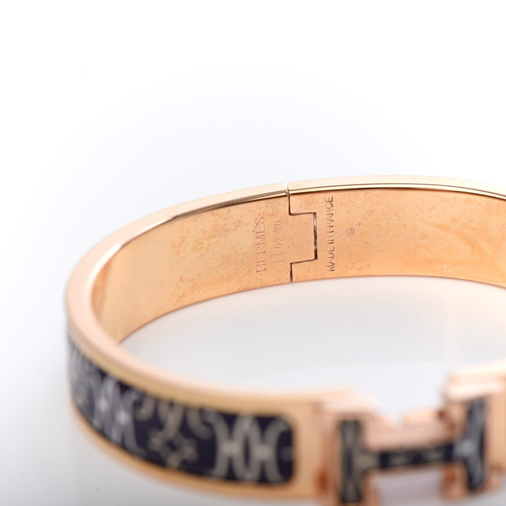 Hermes Clic H Lift Black 18K Gold Bracelet
