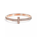 T1 Wide Diamond Hinged Bangle 18K Gold Bracelet