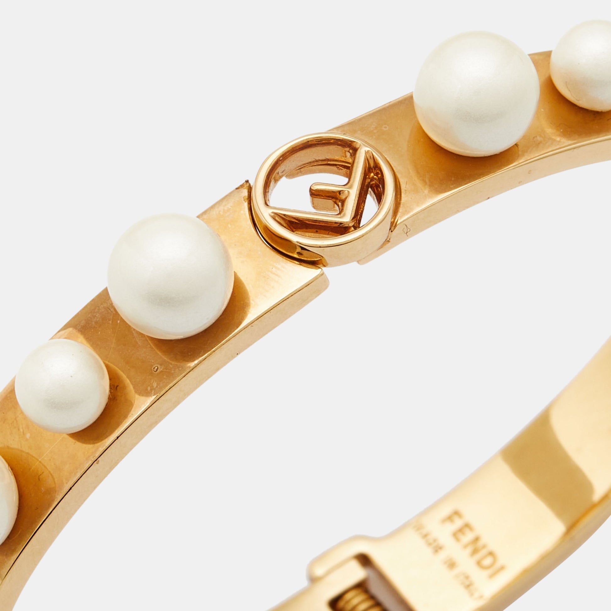 Fendi Pearls 18K Gold Bracelet