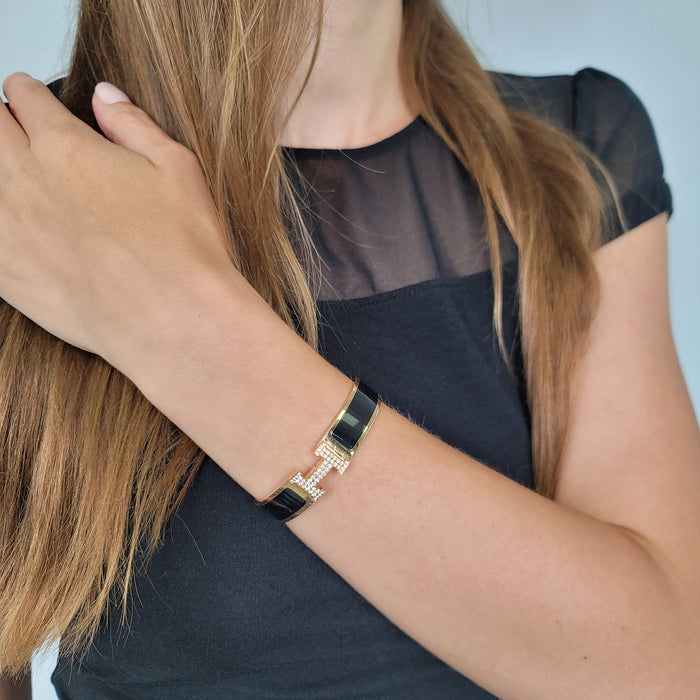 Hermes Clic Diamond 18K Gold Bracelet