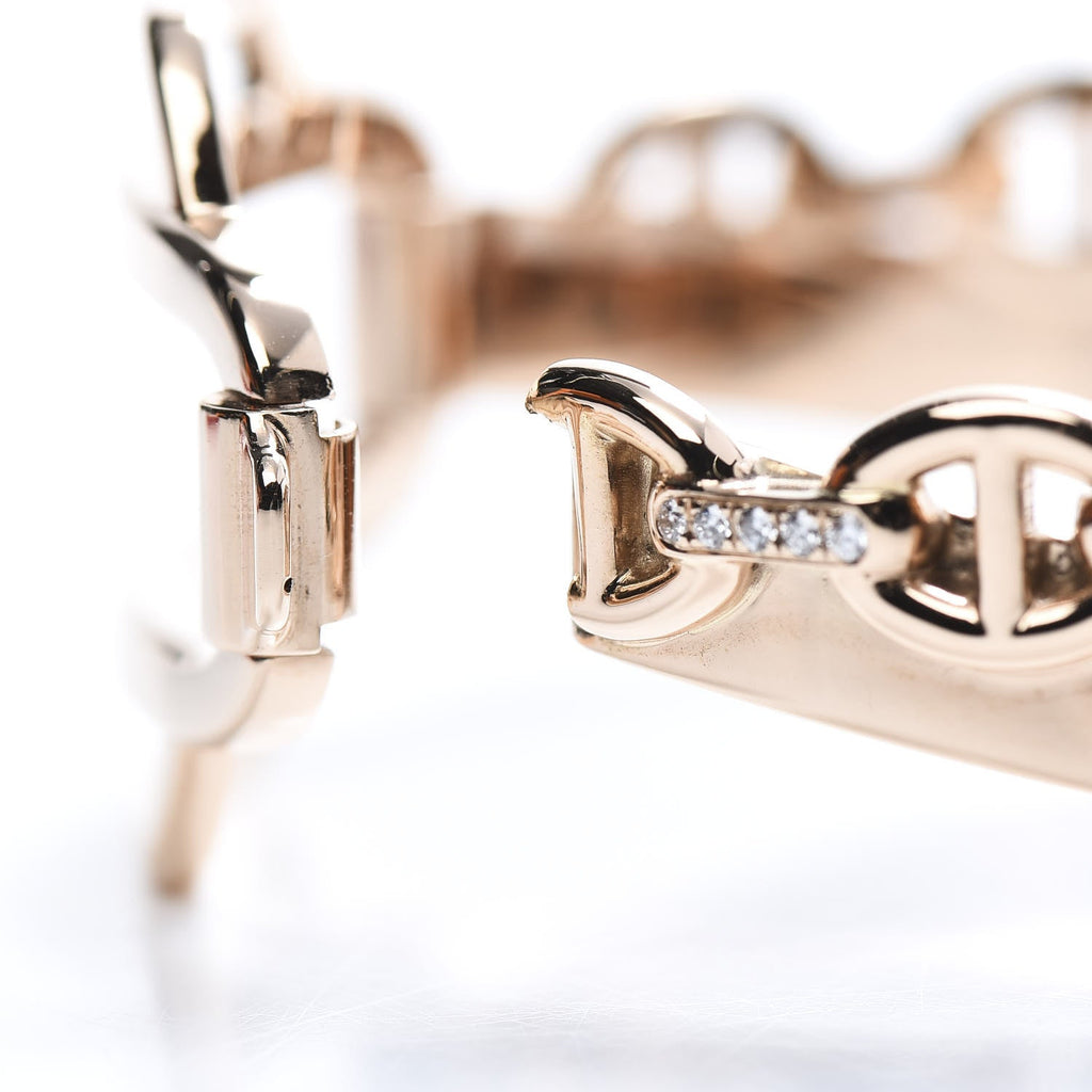 Hermes Kelly Double Tour Diamond 18K Gold Bracelet