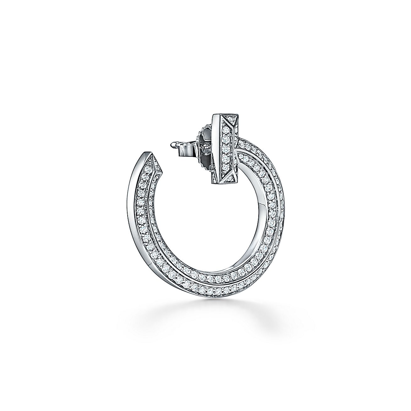Tiffany T1 Open Hoop 18K White Gold Earrings