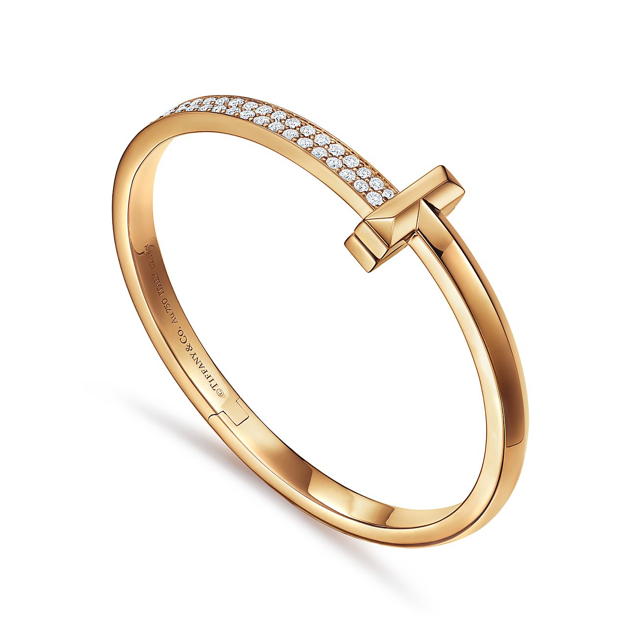 T1 Wide Diamond Hinged 18K Gold Bracelet