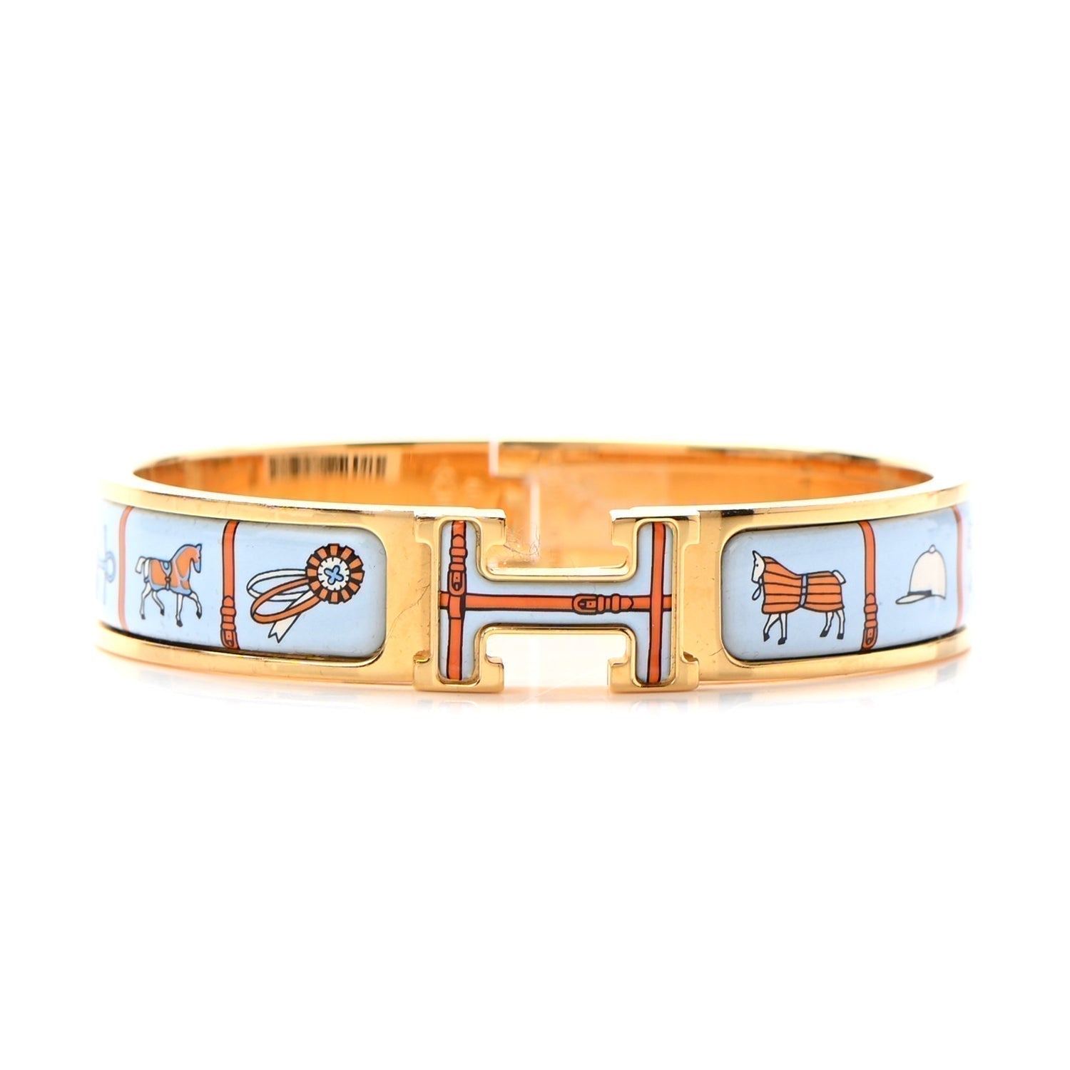 Hermes Clic Couvertures Blue 18K Gold Bracelet