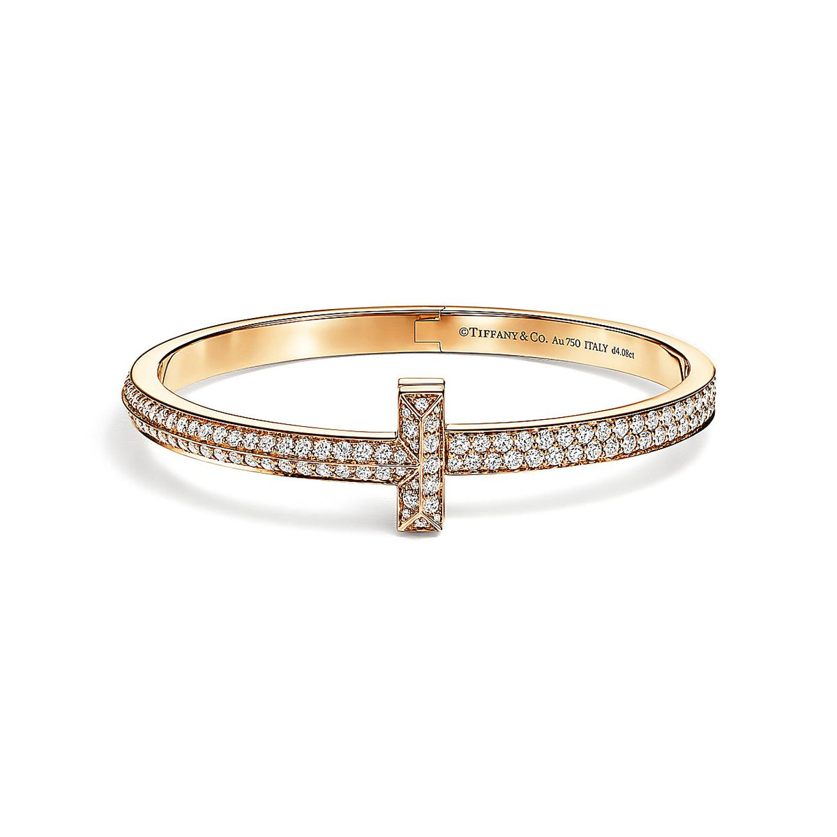 T1 Wide Diamond Hinged Bangle 18K Gold Bracelet