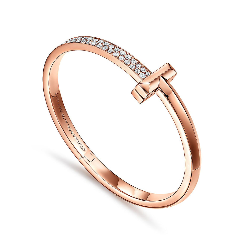 T1 Wide Diamond Hinged 18K Gold Bracelet
