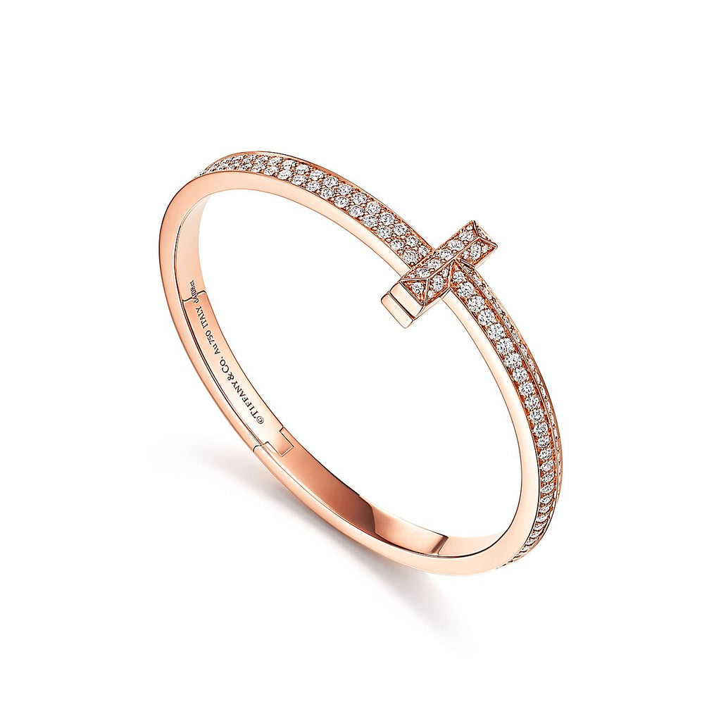 T1 Wide Diamond Hinged Bangle 18K Gold Bracelet