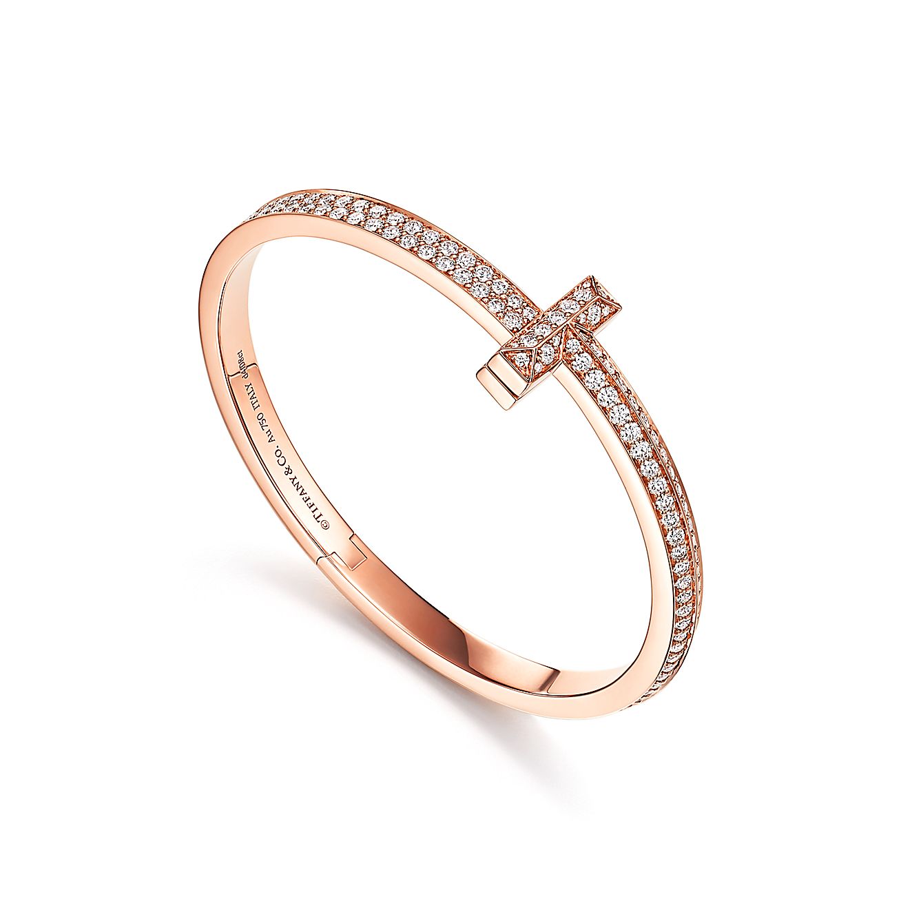 T1 Wide Diamond Hinged Bangle 18K Gold Bracelet