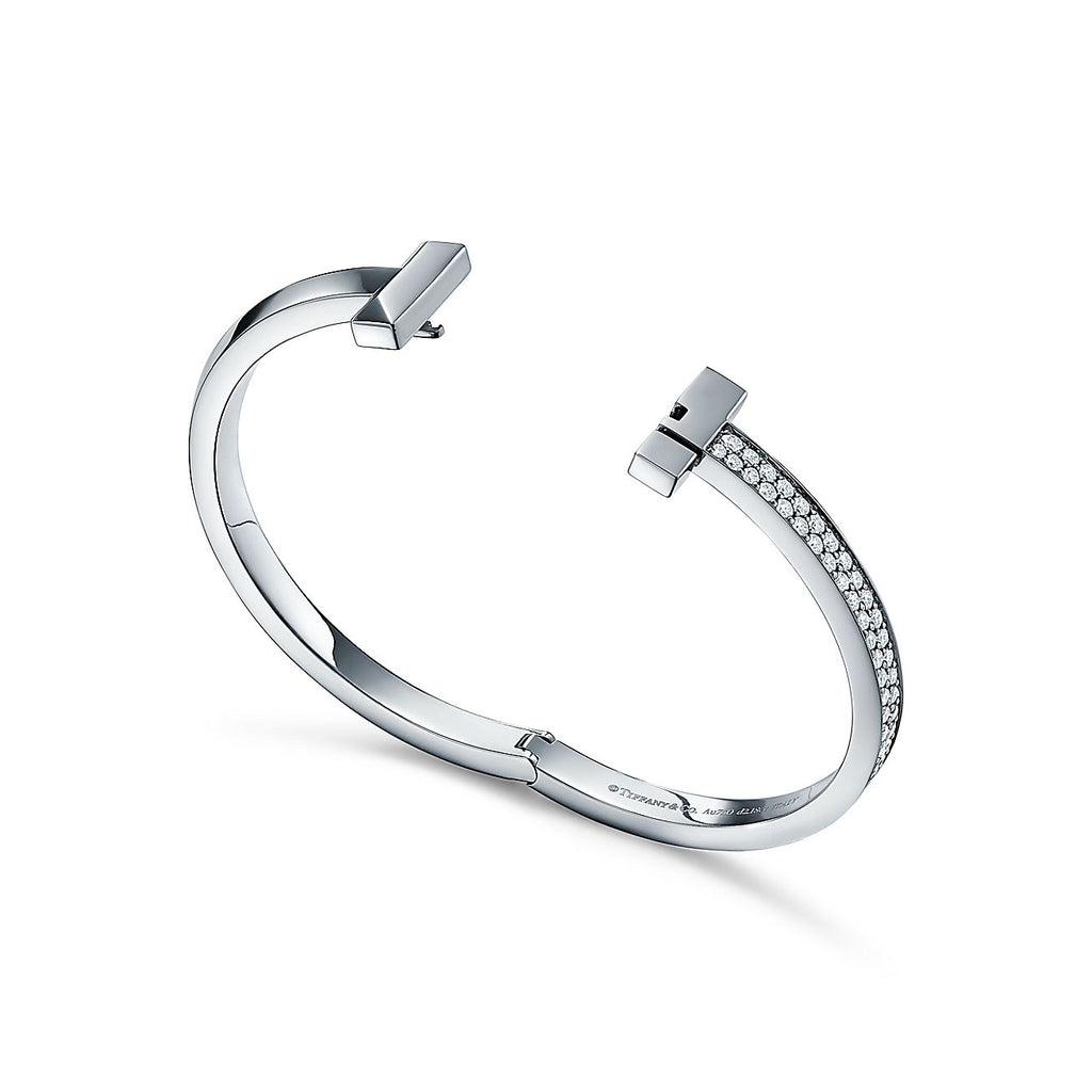 T1 Wide Diamond Hinged 18K Gold Bracelet