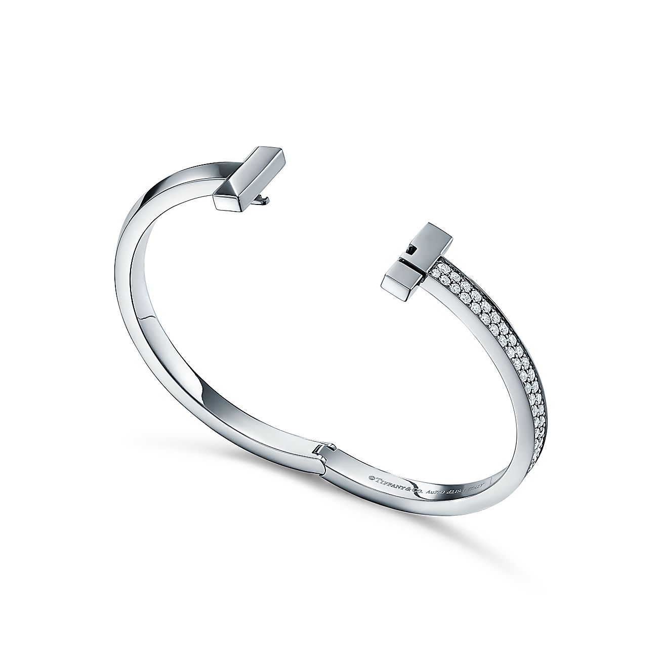 T1 Wide Diamond Hinged 18K Gold Bracelet
