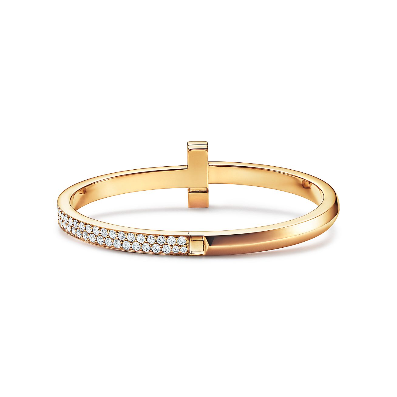 T1 Wide Diamond Hinged 18K Gold Bracelet