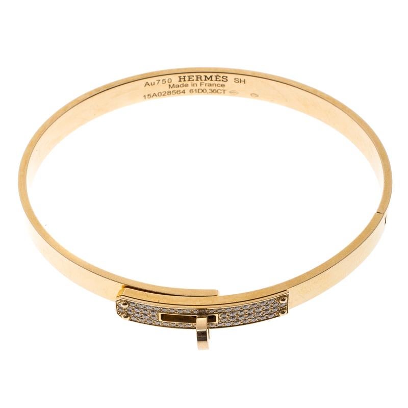 Hermes Kelly Small Model Diamond 18K Gold Bracelet