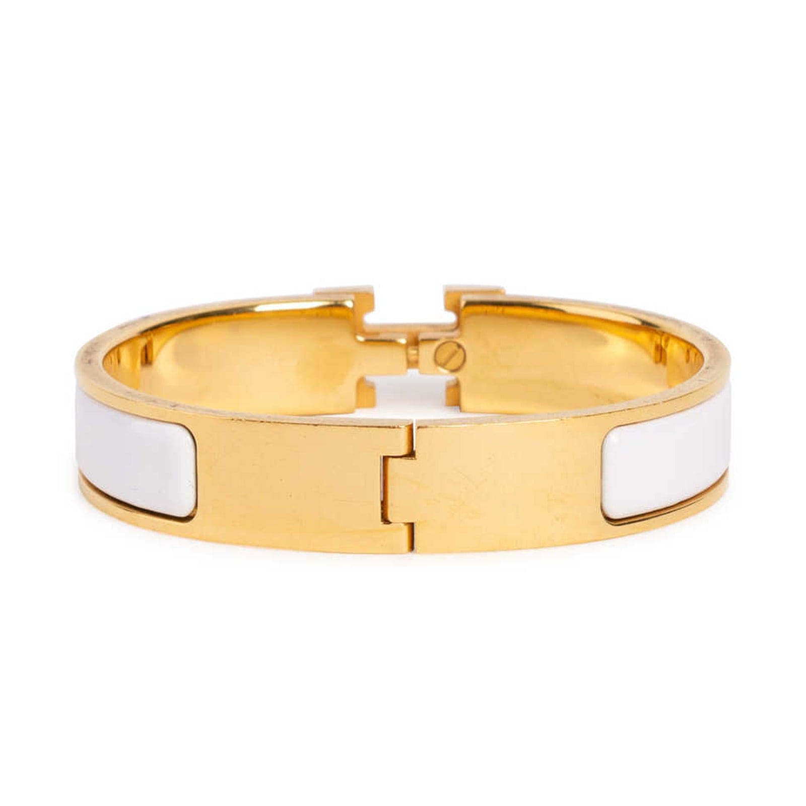 Hermes Clic White 18K Gold Bracelet