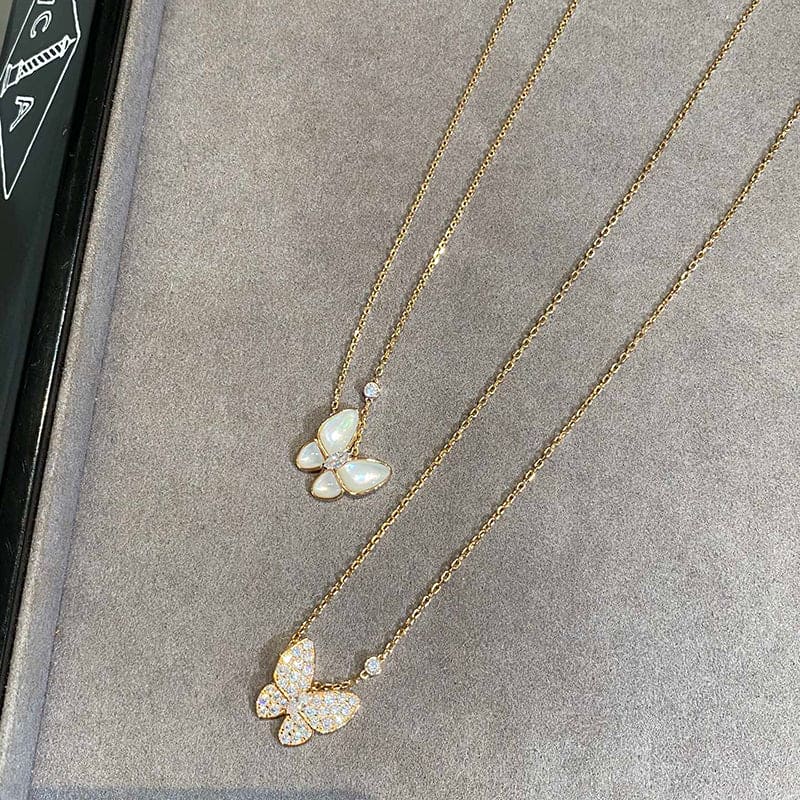 Two Butterfly 18K Gold Necklace