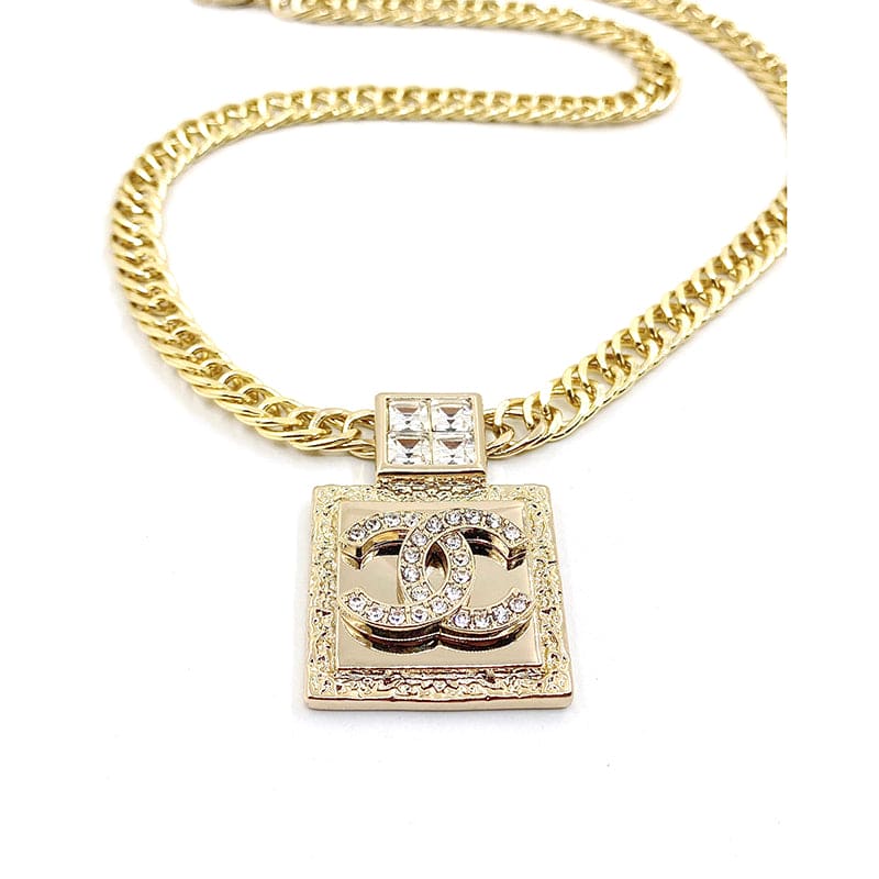 Chanel Metal & Diamond Pendant 18K Gold Necklace