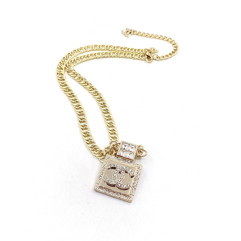 Chanel Metal & Diamond Pendant 18K Gold Necklace