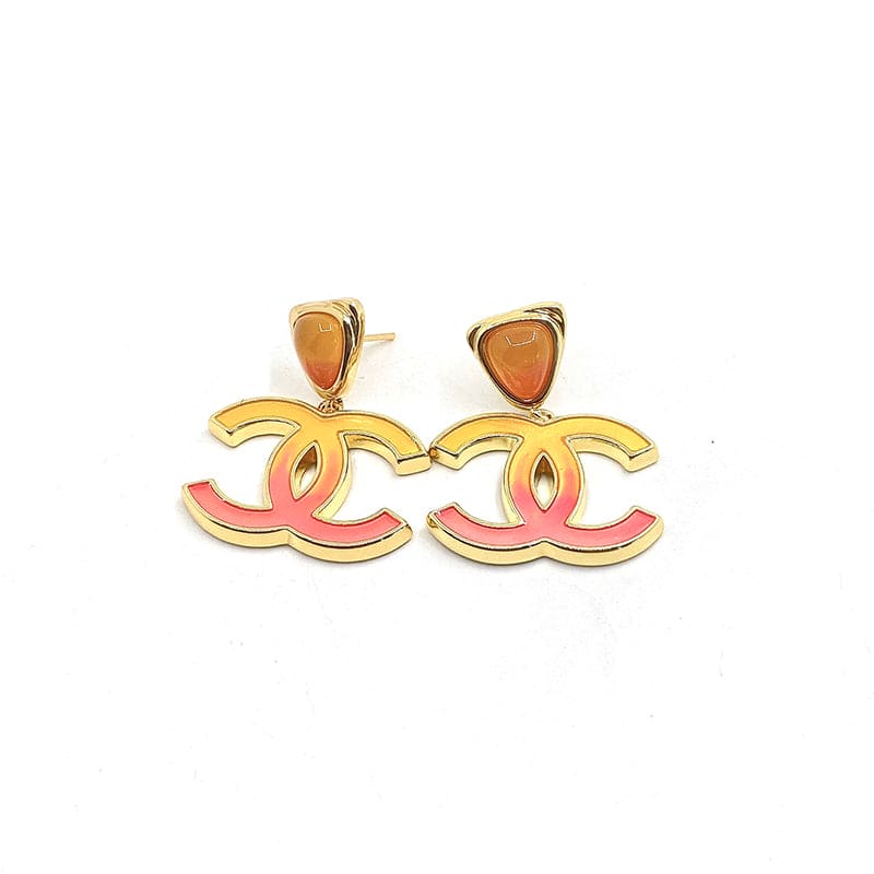 Chanel Classic Peach Dangle 18K Gold Earrings
