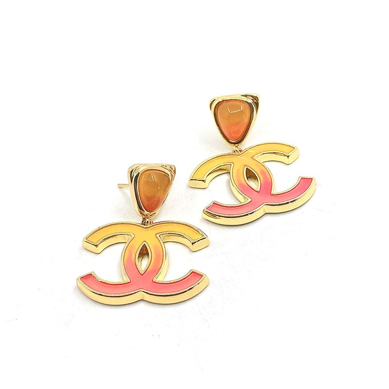 Chanel Classic Peach Dangle 18K Gold Earrings